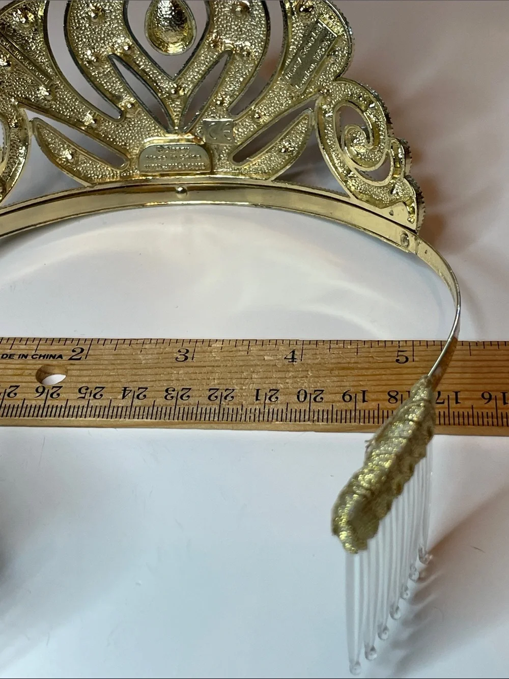 Disney Frozen Anna Gold Tone Tiara Crown Rhinestone Tear Drop for Dress Up - Picture 9 of 10